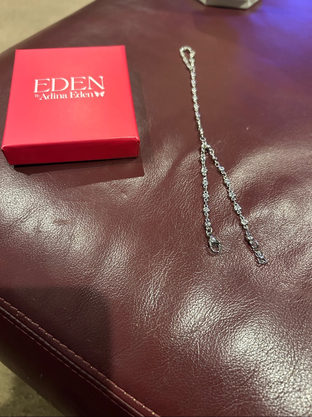 Adina Eden White Gold Plated and Triple A CZ Hand Chain Bracelet - Picture 7 of 8